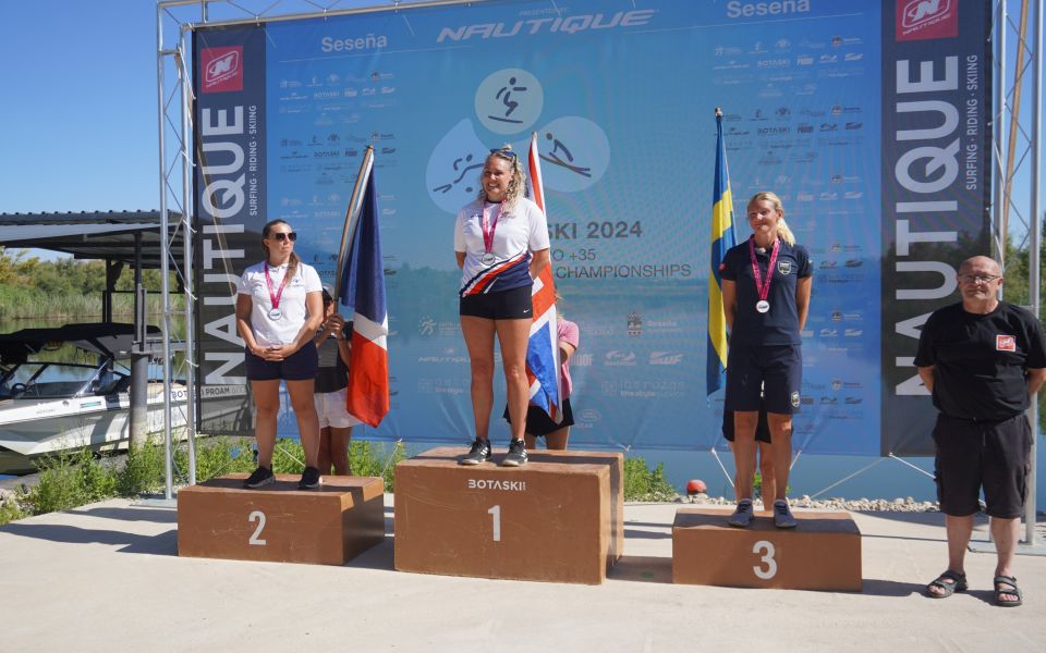 Over 35 Women's slalom podium at 2024 Euros.