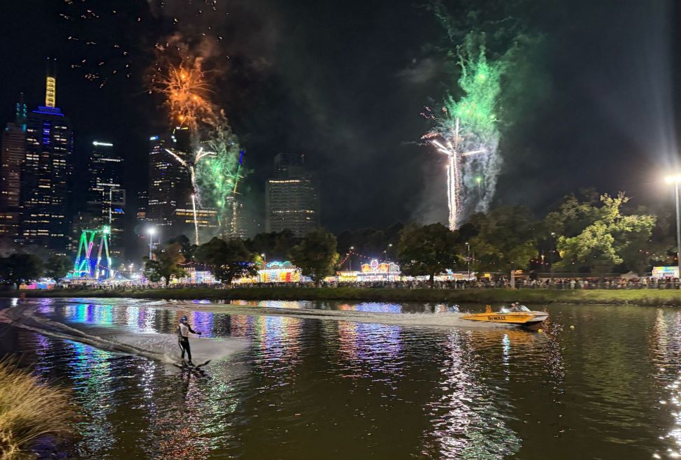 Joel Poland 2025 Moomba Night Jump Champion. Photo Anny Wooldridge